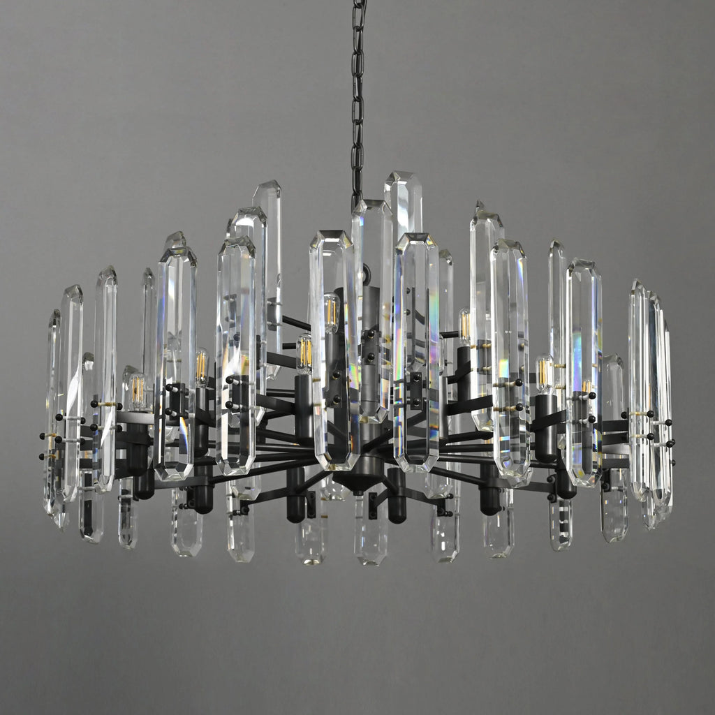 36 Inch Crystal Prism Candle Round Chandelier - Bonnington