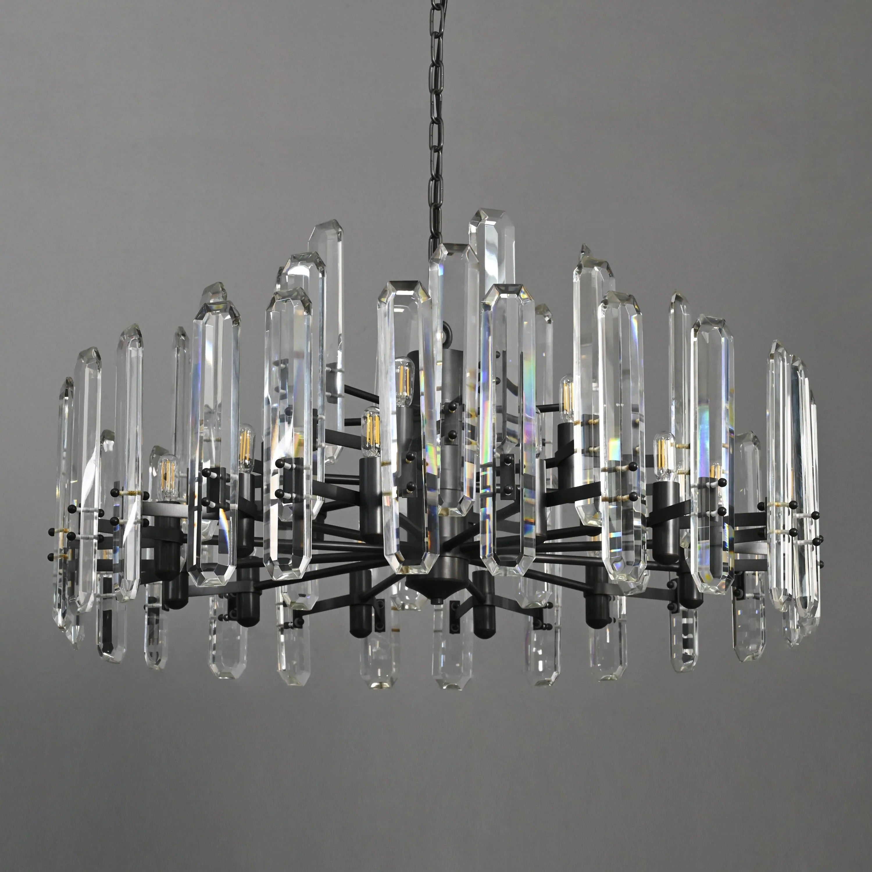 36 Inch Crystal Prism Candle Round Chandelier - Bonnington