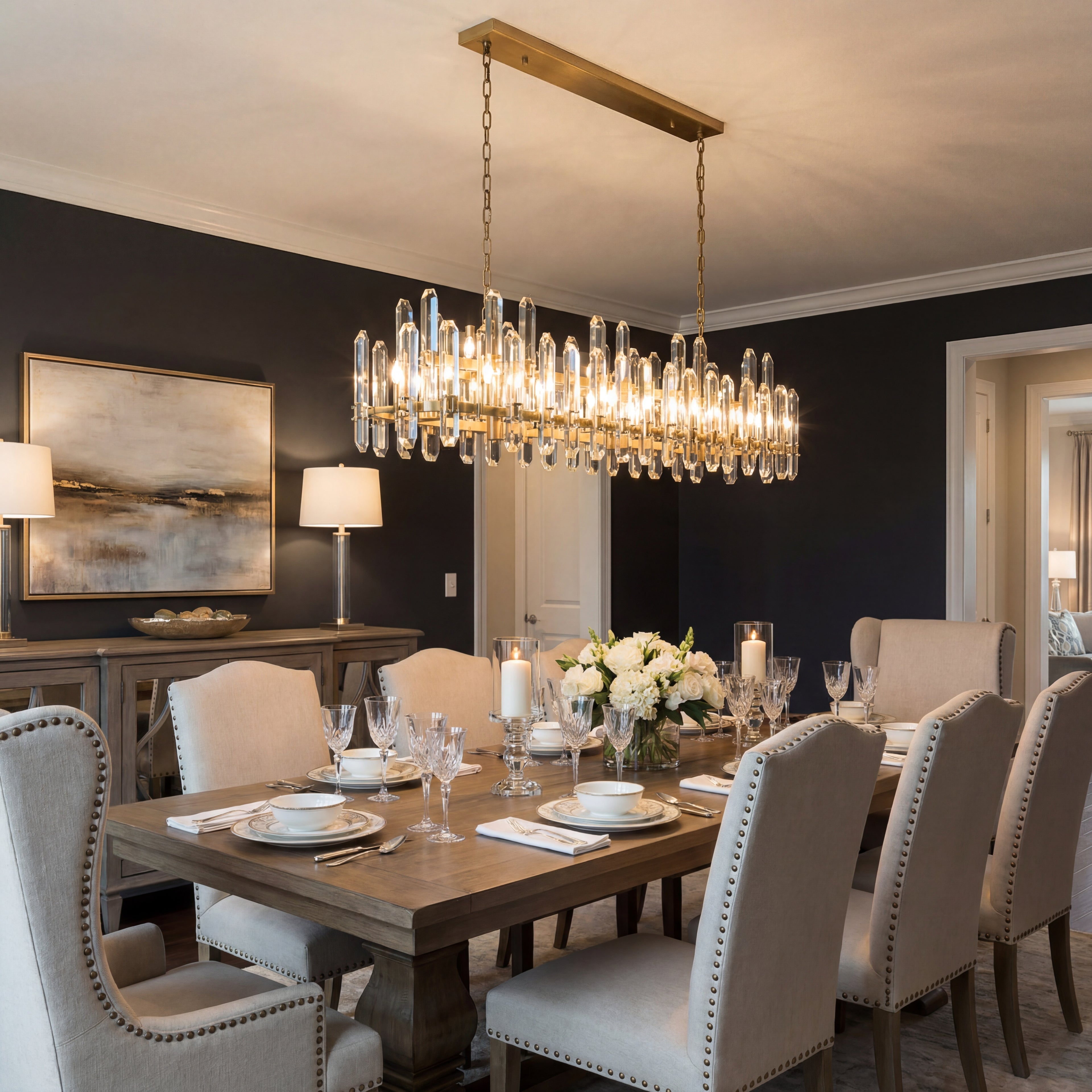 72 Inch Linear Candle Crystal Chandelier - Bonnington