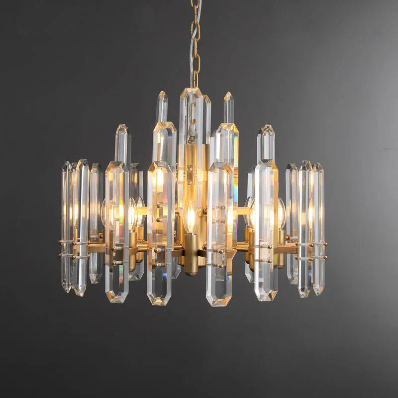 24 Inch Crystal Prism Candle Round Chandelier - Bonnington