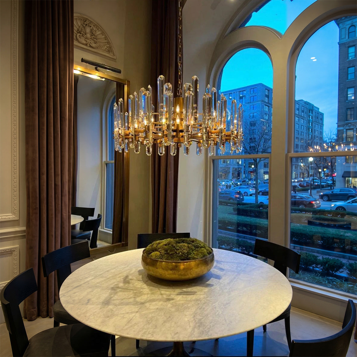 Lustre rond en cristal de 36 pouces - Bonnington