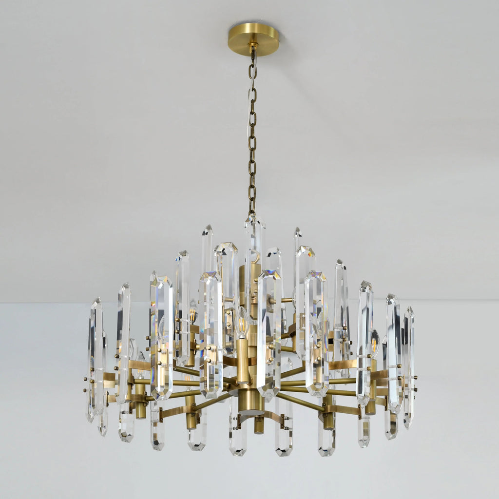 36 Inch Crystal Prism Candle Round Chandelier - Bonnington