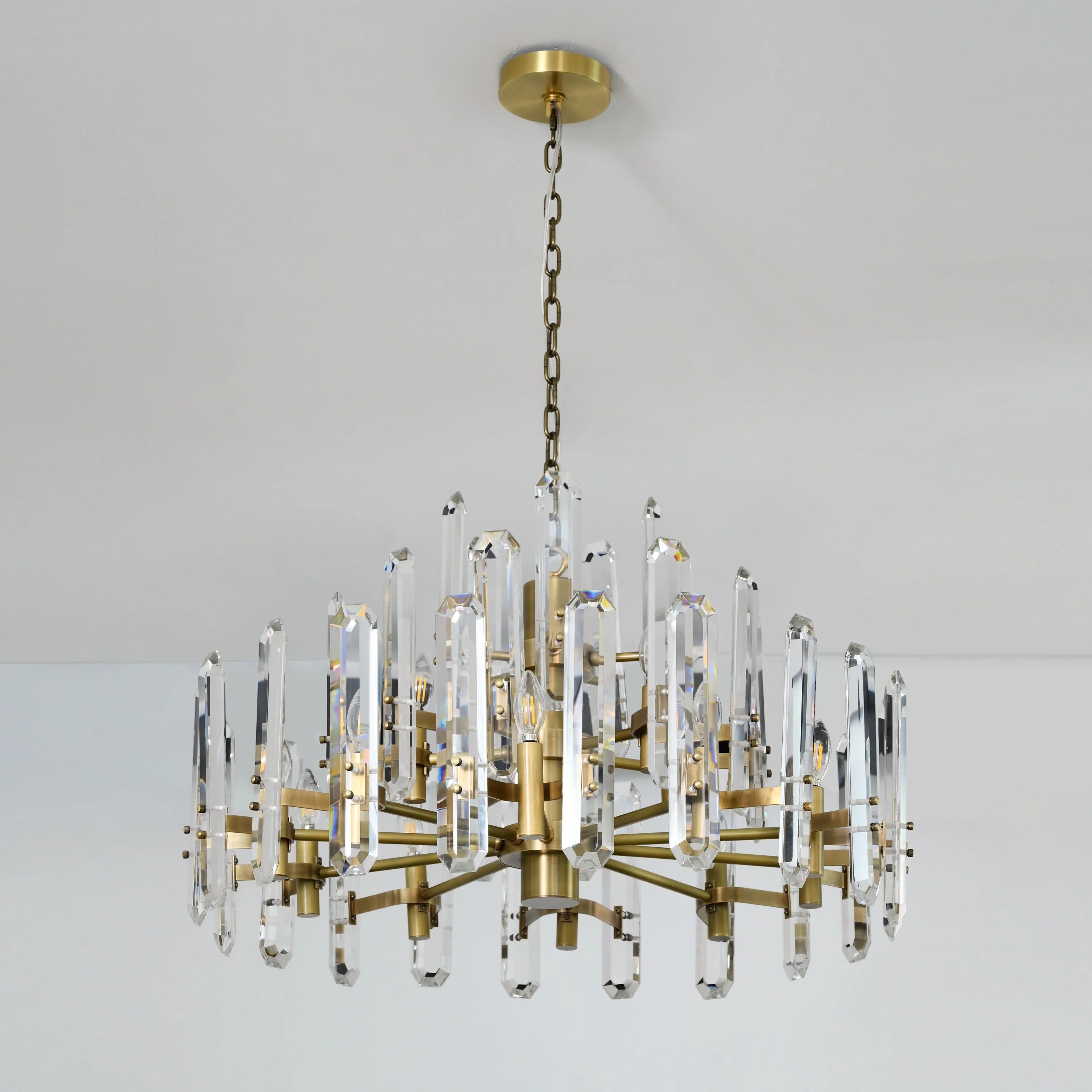 36 Inch Crystal Prism Candle Round Chandelier - Bonnington