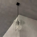 13 Inch Clear Textured Glass Pendant Light - Lattice