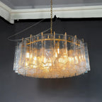 Lustre rond en verre texturé transparent de 122 cm - Lattice