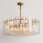 48 Inch Clear Hammered Glass Round Chandelier - Lattice