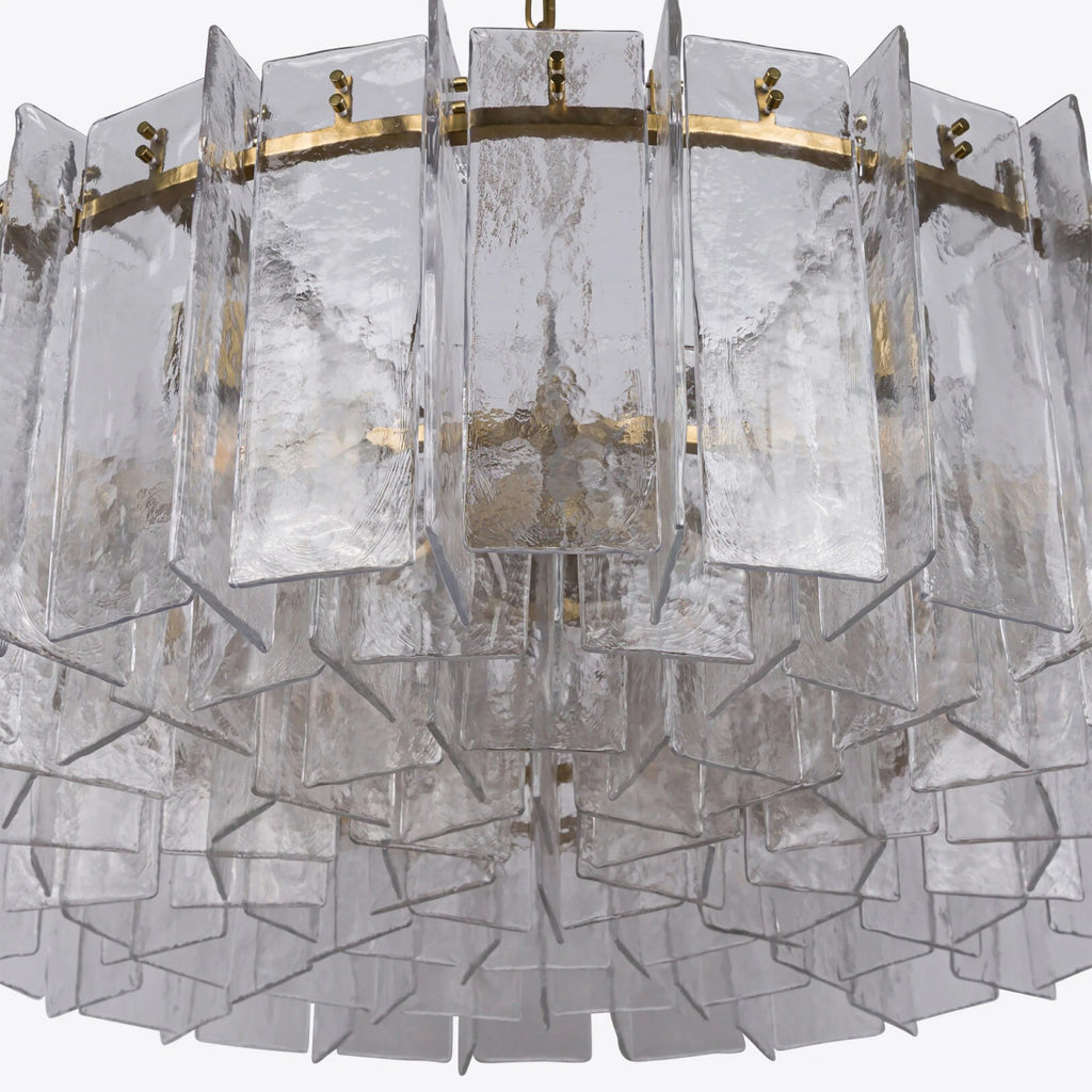 48 Inch Clear Hammered Glass Round Chandelier - Lattice