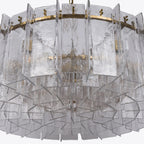 48 Inch Clear Hammered Glass Round Chandelier - Lattice