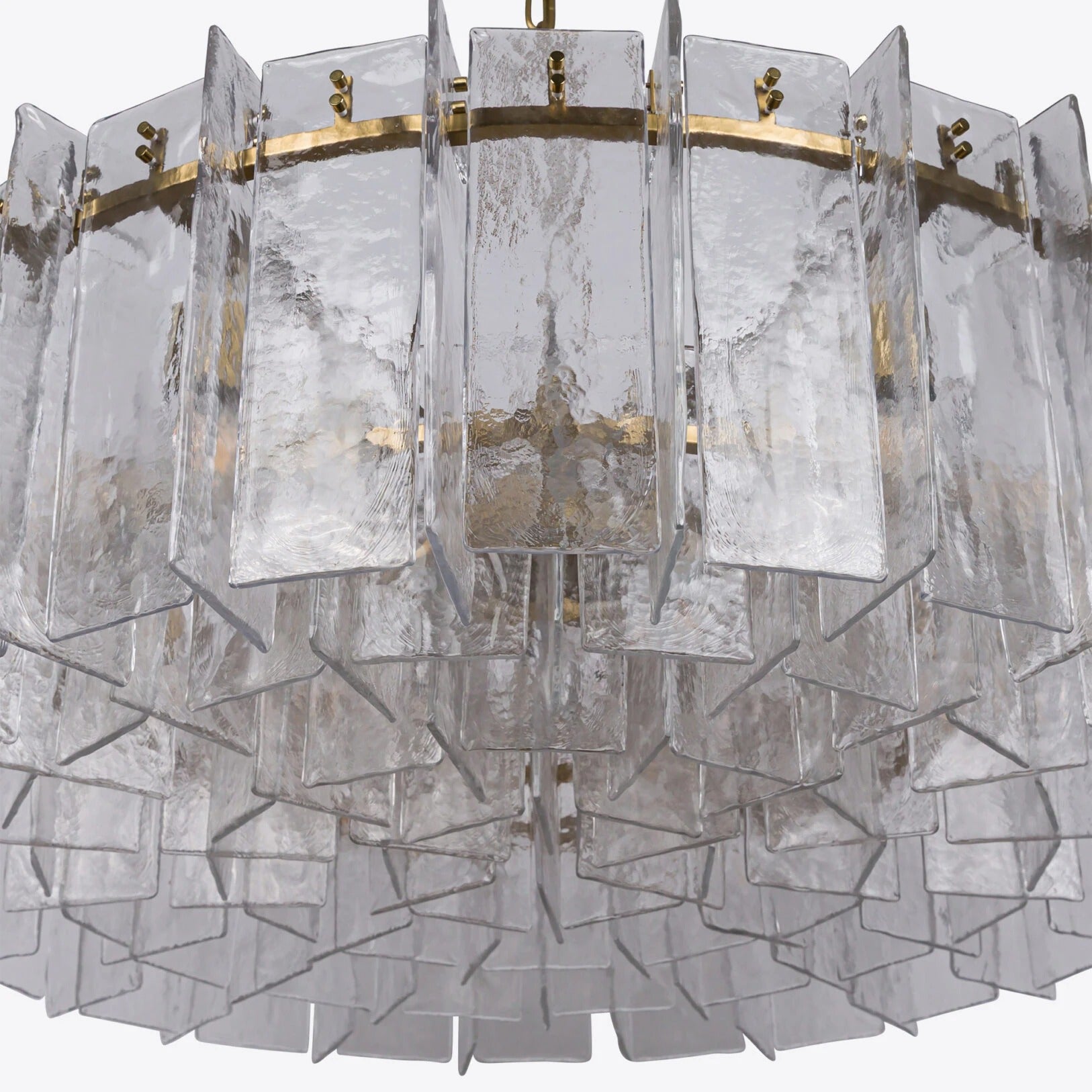 48 Inch Clear Hammered Glass Round Chandelier - Lattice