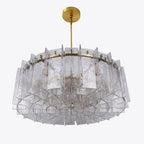 48 Inch Clear Hammered Glass Round Chandelier - Lattice