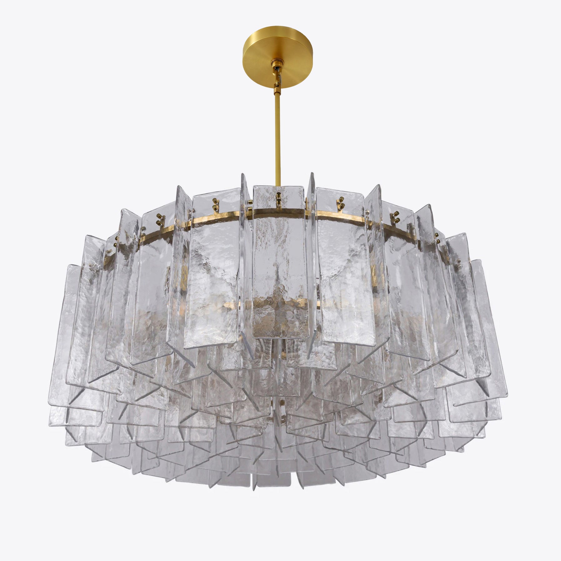 48 Inch Clear Hammered Glass Round Chandelier - Lattice