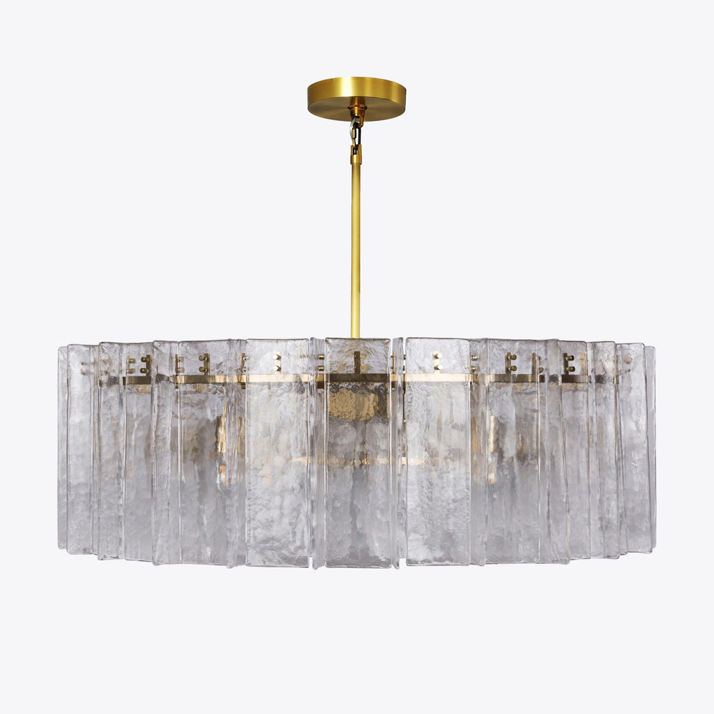 48 Inch Clear Hammered Glass Round Chandelier - Lattice