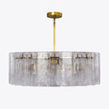 48 Inch Clear Textured Glass Round Chandelier - Lattice