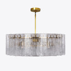 48 Inch Clear Hammered Glass Round Chandelier - Lattice