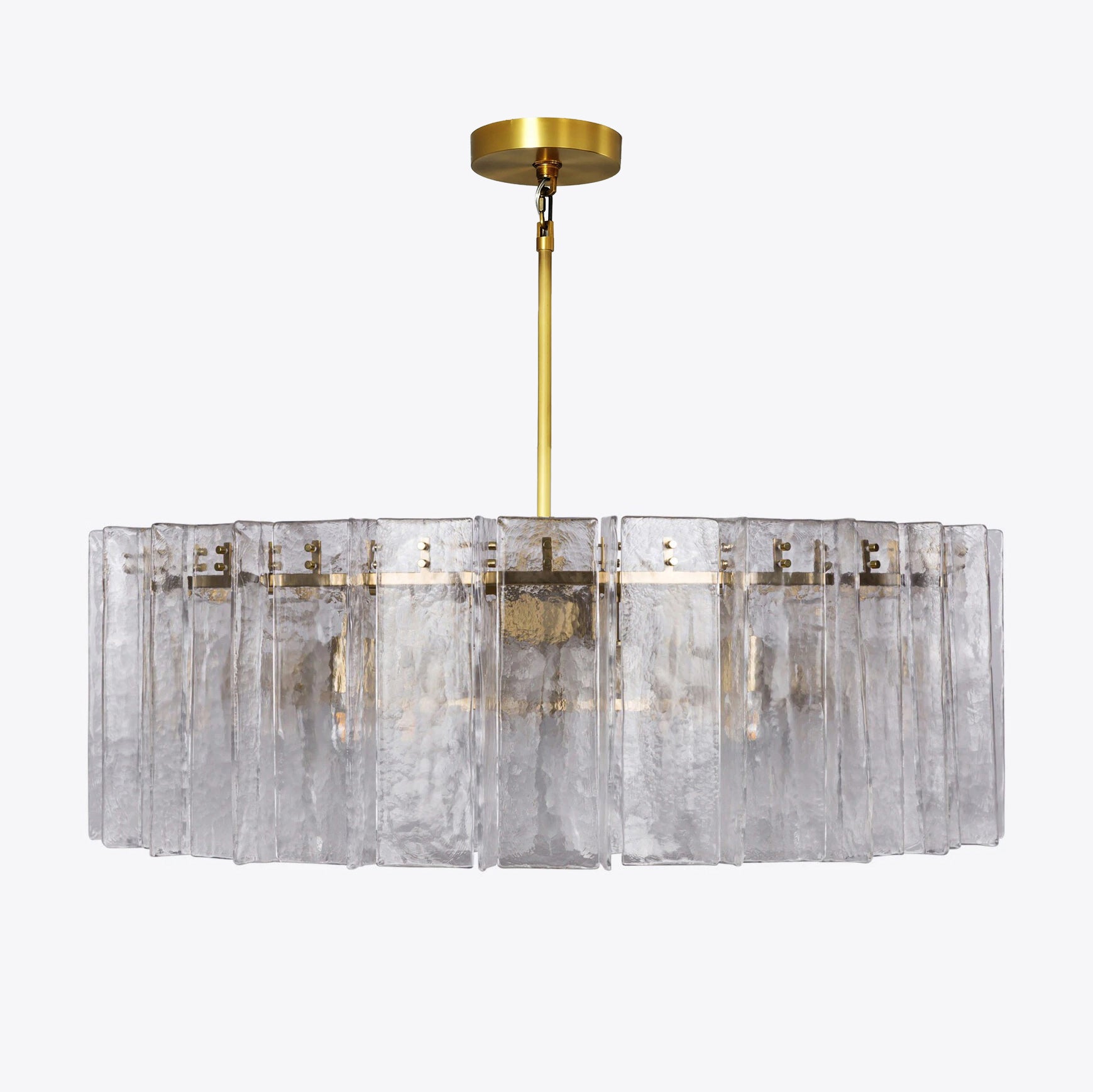 48 Inch Clear Hammered Glass Round Chandelier - Lattice
