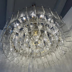 48 Inch Clear Hammered Glass Round Chandelier - Lattice
