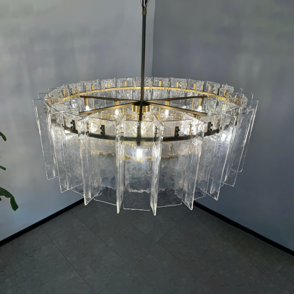 Lustre rond en verre texturé transparent de 122 cm - Lattice