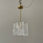 13 Inch Clear Textured Glass Pendant Light - Lattice