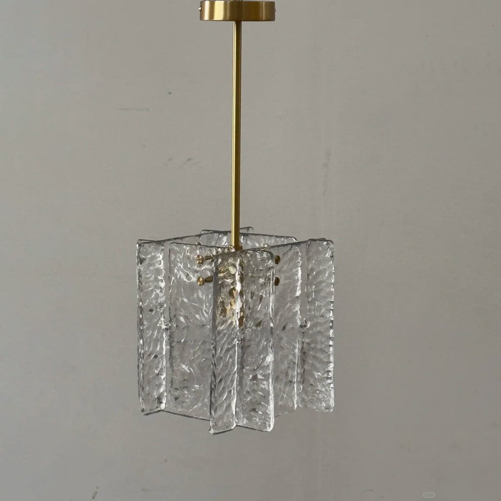13 Inch Clear Textured Glass Pendant Light - Lattice