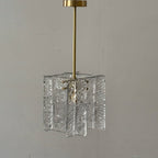 13 Inch Clear Textured Glass Pendant Light - Lattice