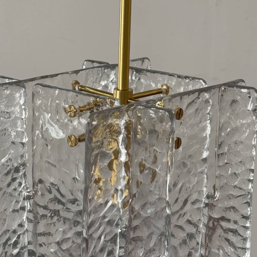 13 Inch Clear Textured Glass Pendant Light - Lattice