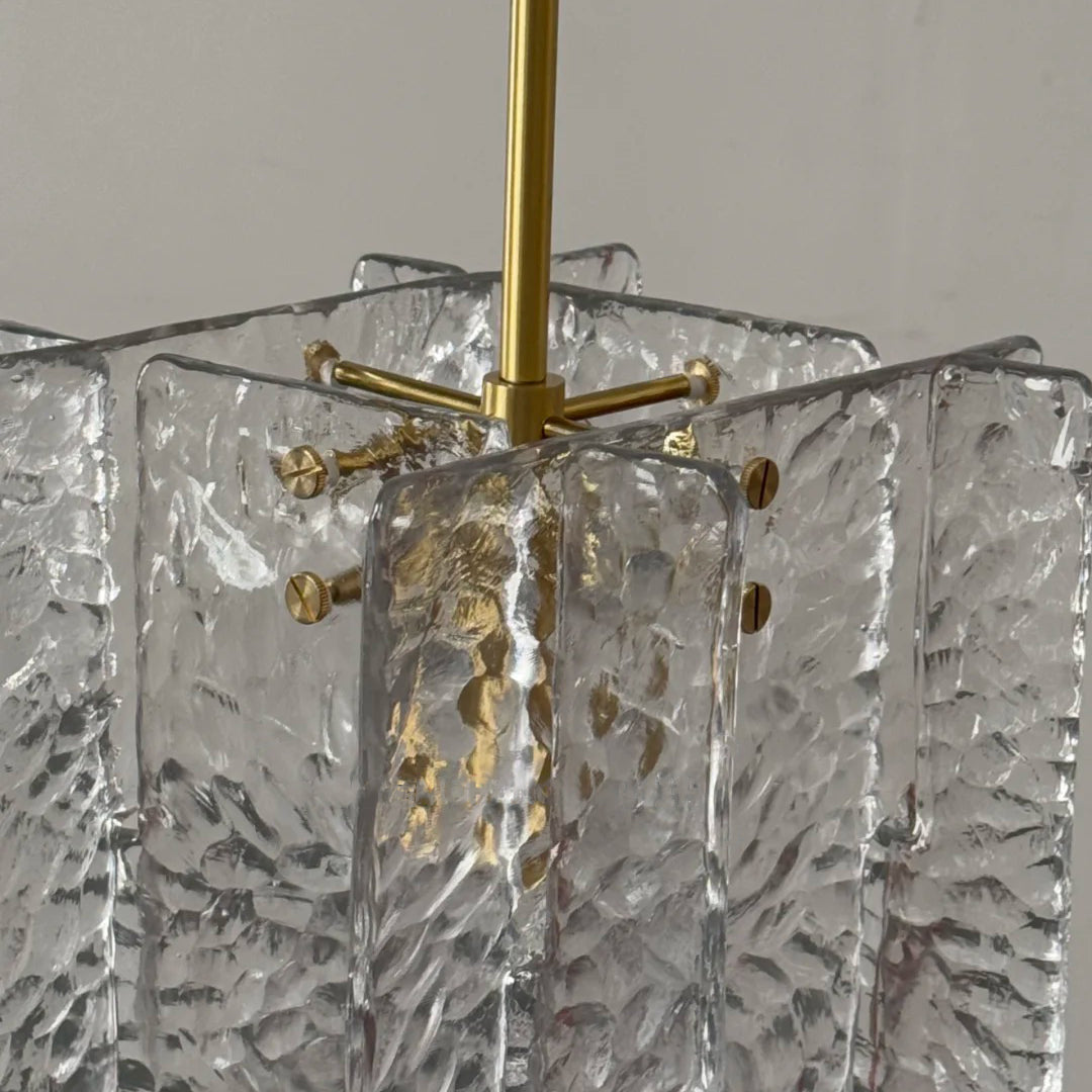 13 Inch Clear Textured Glass Pendant Light - Lattice