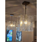 13 Inch Clear Textured Glass Pendant Light - Lattice