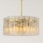 36 Inch Clear Hammered Glass Round Chandelier - Lattice
