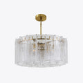 36 Inch Clear Textured Glass Round Chandelier - Lattice