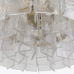 36 Inch Clear Hammered Glass Round Chandelier - Lattice