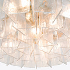 36 Inch Clear Hammered Glass Round Chandelier - Lattice