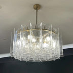 36 Inch Clear Textured Glass Round Chandelier - Lattice
