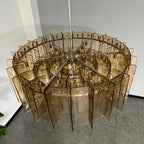 48 Inch Amber Textured Glass Round Chandelier - Lattice