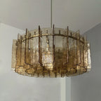 48 Inch Amber Textured Glass Round Chandelier - Lattice