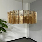 48 Inch Amber Textured Glass Round Chandelier - Lattice