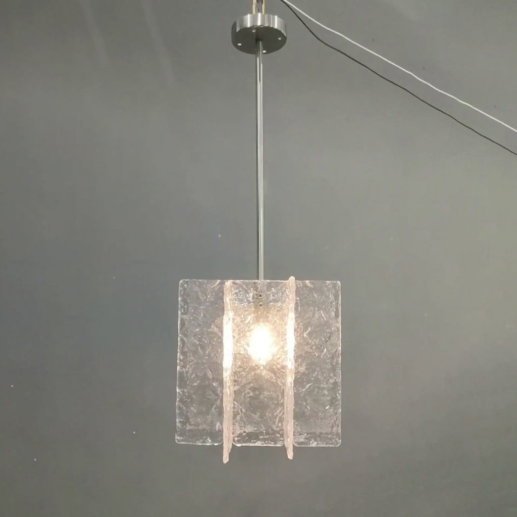 13 Inch Clear Textured Glass Pendant Light - Lattice