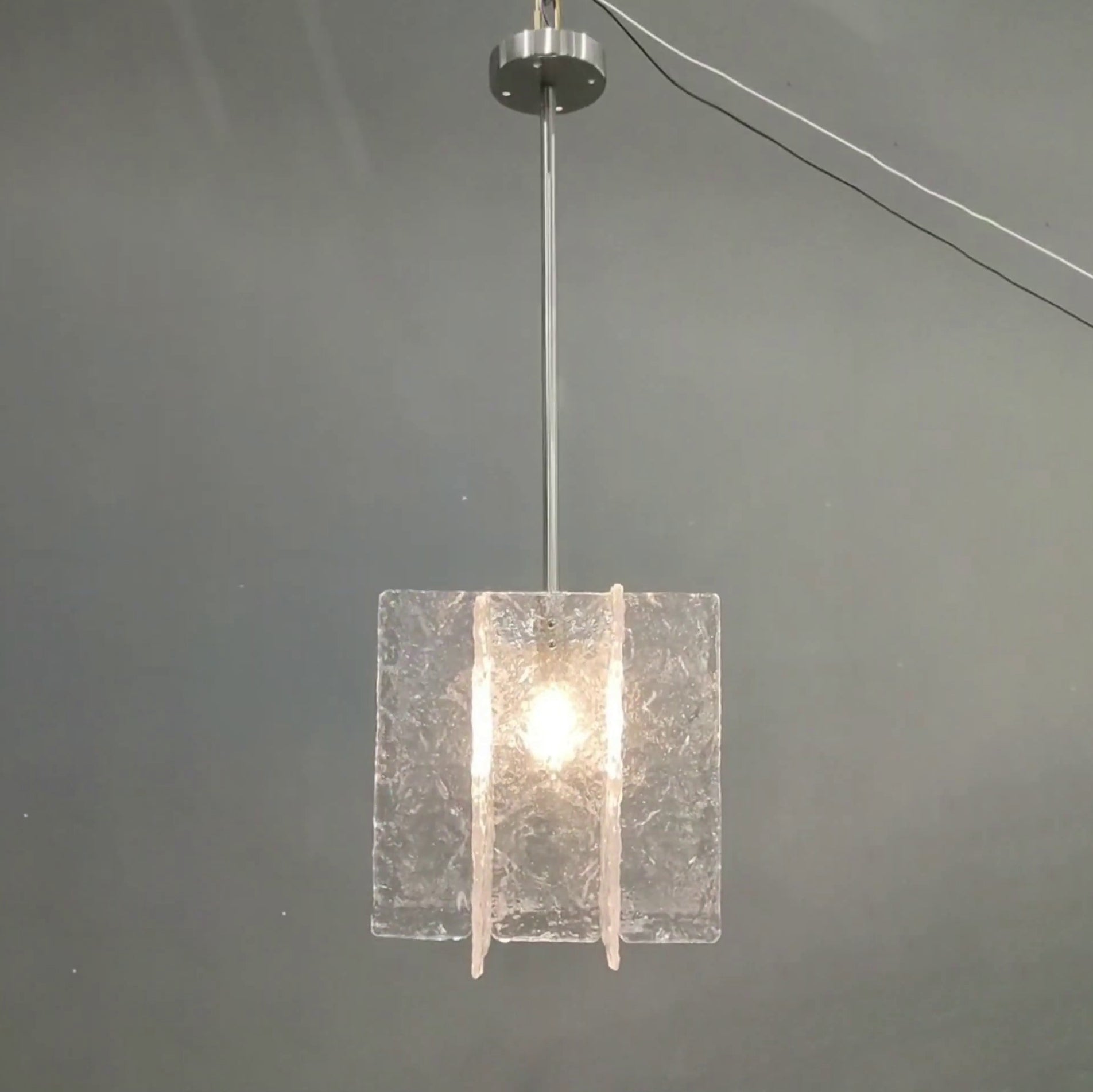 13 Inch Clear Textured Glass Pendant Light - Lattice