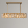 67 Inch Amber Textured Glass Rectangular Chandelier - Lattice