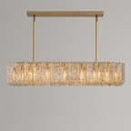 67 Inch Amber Hammered Glass Rectangular Chandelier - Lattice