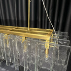 49 Inch Clear Textured Glass Rectangular Chandelier - Lattice