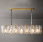 67 Inch Clear Hammered Glass Rectangular Chandelier - Lattice