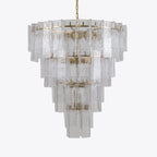 46 Inch Clear Hammered Glass Tiered Chandelier - Lattice