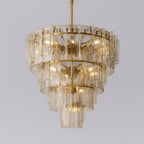 46 Inch Amber Hammered Glass Tiered Chandelier - Lattice