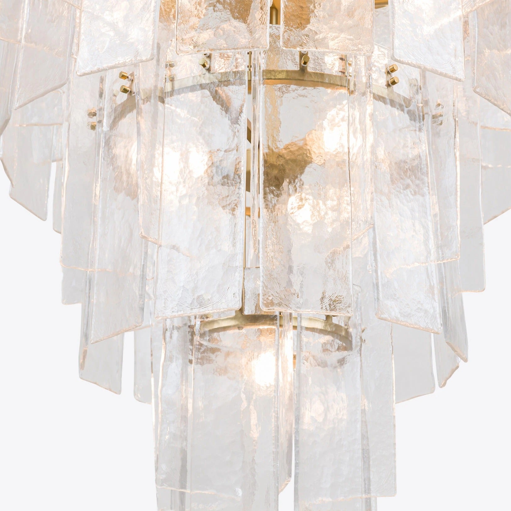 46 Inch Clear Hammered Glass Tiered Chandelier - Lattice