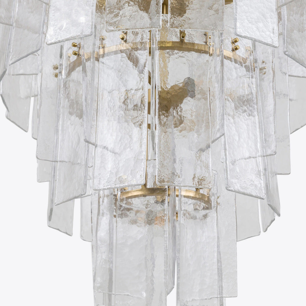 46 Inch Clear Hammered Glass Tiered Chandelier - Lattice