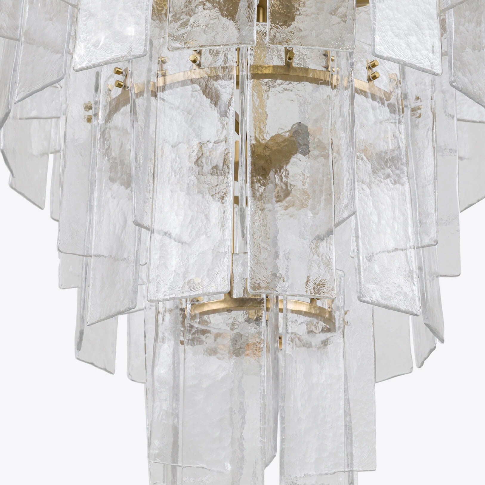46 Inch Clear Hammered Glass Tiered Chandelier - Lattice
