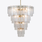 46 Inch Clear Hammered Glass Tiered Chandelier - Lattice