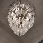 46 Inch Clear Hammered Glass Tiered Chandelier - Lattice