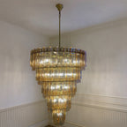 152 cm Amber Textured Glass Tiered Chandelier - Lattice