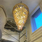 119 cm Amber Textured Glass Tiered Chandelier - Lattice